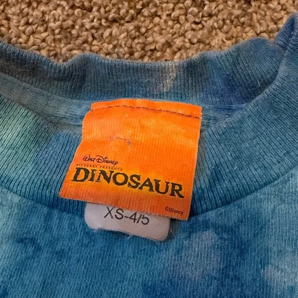 Vintage Disney Dinosaur Promo Shirt XS 4/5 Kids Tie Dye Movie Graphic Blue Brown - Picture 3 of 5